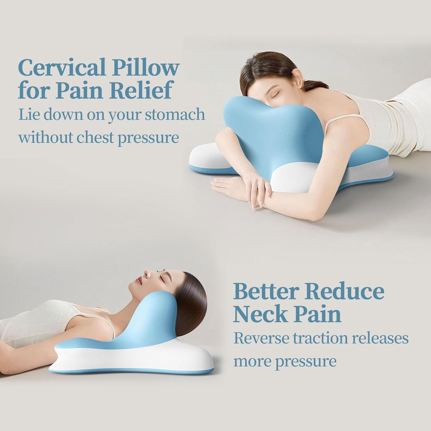 Reading Pillow for Bed, Lying, Leaning and Prone, Ergonomic Memory Foam Pillow for Headboard, Chin & Back Support Pillows on Bedrest Couch Floor- Blue