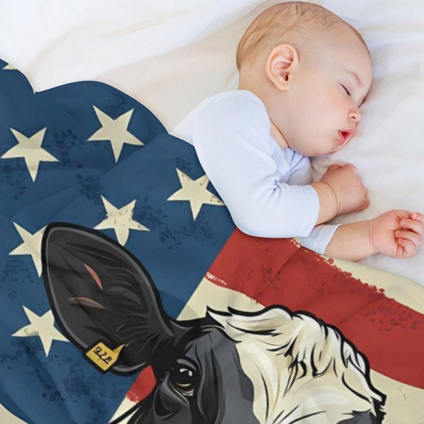 U.S Flag Cow Animal Throw Blanket for Couch Bed Plush Cozy Fuzzy Flannel Blanket for All Season 40"x60"