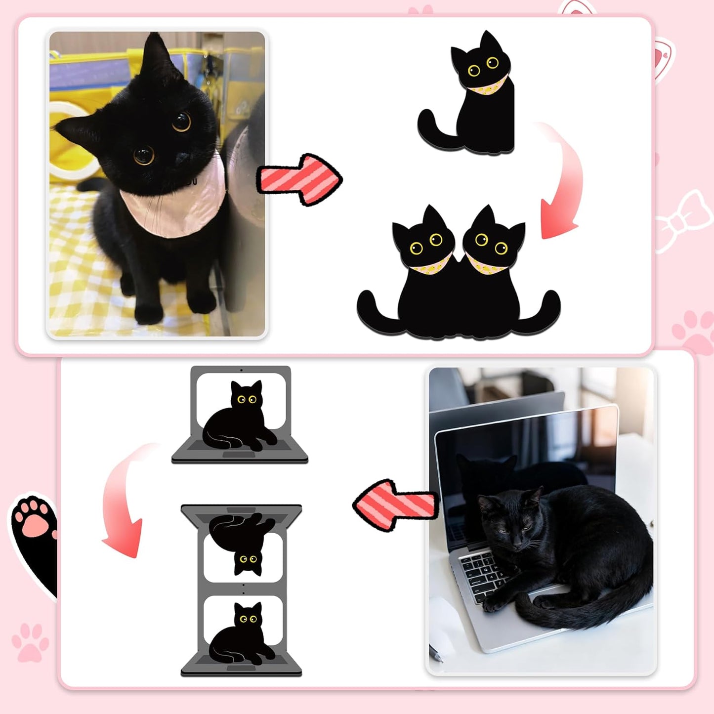 30Pack Cute Black Cat Bookmark Magnetic Bookmarks for Reading Women Men Kids Teacher Book Lovers Gifts, Unique Personalized Bookmarks Bulk Magnet Bookmark Clips Pretty Funny Novelty Page Book Markers