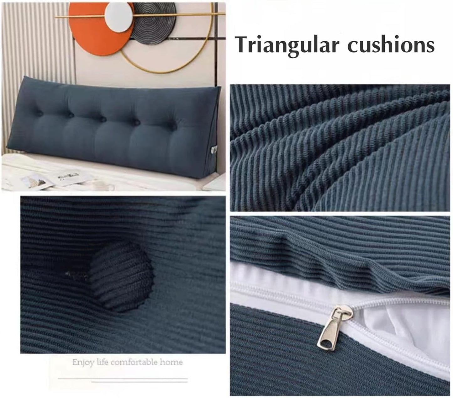 Luxury Headboard Pillow Wedge Pillow Headboard Decorative Pillows For Bed Reading Pillow Pillow Headboard Wedge Pillow Headboard Pillow College Dorm Removable Cover(Size:120x50x20cm,Color:Blue-gray)