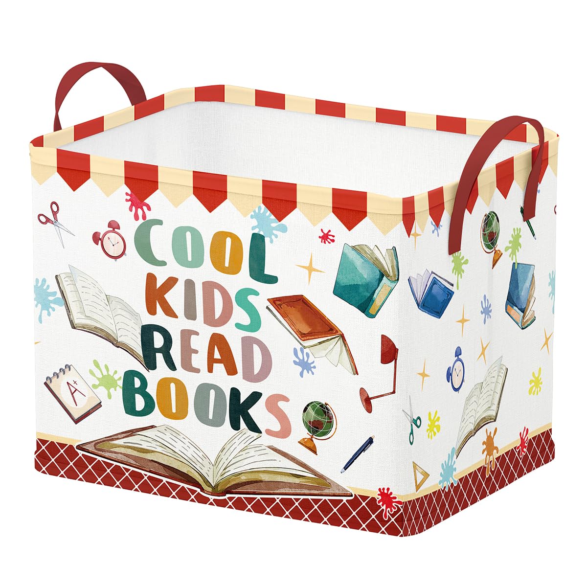 Runtoo Cool Kids Read Books Storage Bins Inspirational Quotes Book Basket Toys Box Organizer for Kids Nursery Classroom Baby Book Shelf
