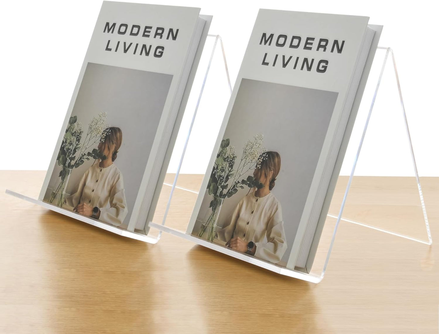 Acrylic Book Stand, Book Display Holder 8.5 x 11, Clear Acrylic Display Easel Transparent Display Stand Holder Tablet Holder for Album, CD, Magazine, Picture, Plate, Artworks, Phone, (2-PACK)