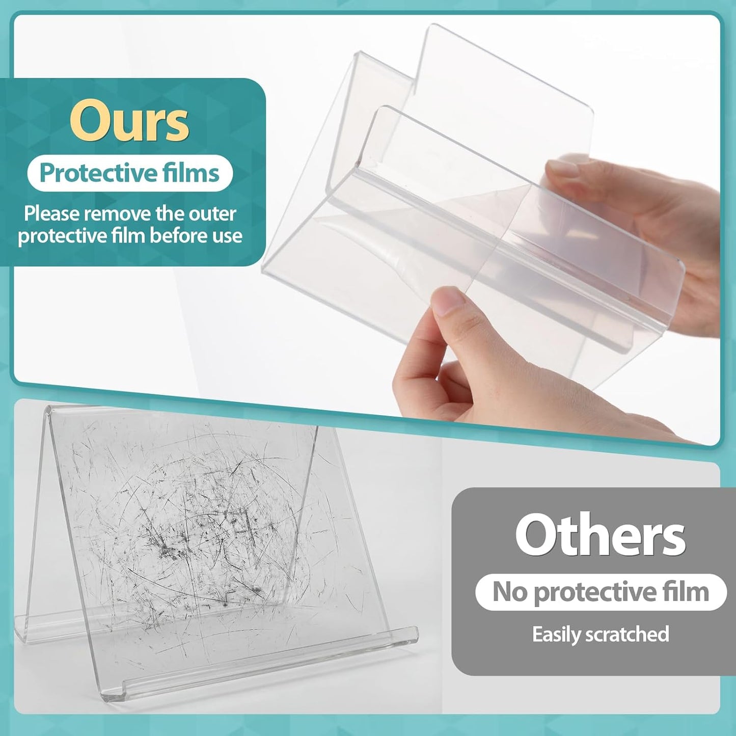 Marspark 2 Pack Clear Acrylic Display Book Stand, Acrylic Brochure Holder for Artworks Display Easel for Comics Photos Easel Holder, Flyers, Pamphlets, Booklets, Menu, Leaflets & CDs