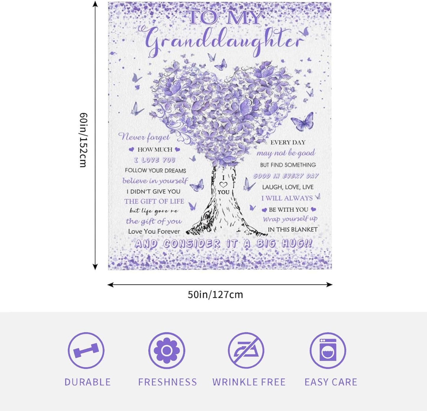 Granddaughter Gifts from Grandma Blanket, Gifts for Granddaughter, Graduation Christmas Birthday Gifts for Little Girls, Super Soft Warm Comfy Plush Flannel Throw Blankets 60"X50" for Couch Livingroom