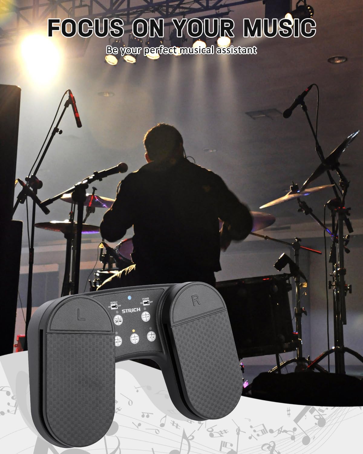 Wireless Page Turner Pedal for iPad, STRICH Rechargeable Music Page Turner Pedal, USB Silent Foot Pedal for Tablets Smartphones iPad Pro Multimedia Platforms PC, SPT-10