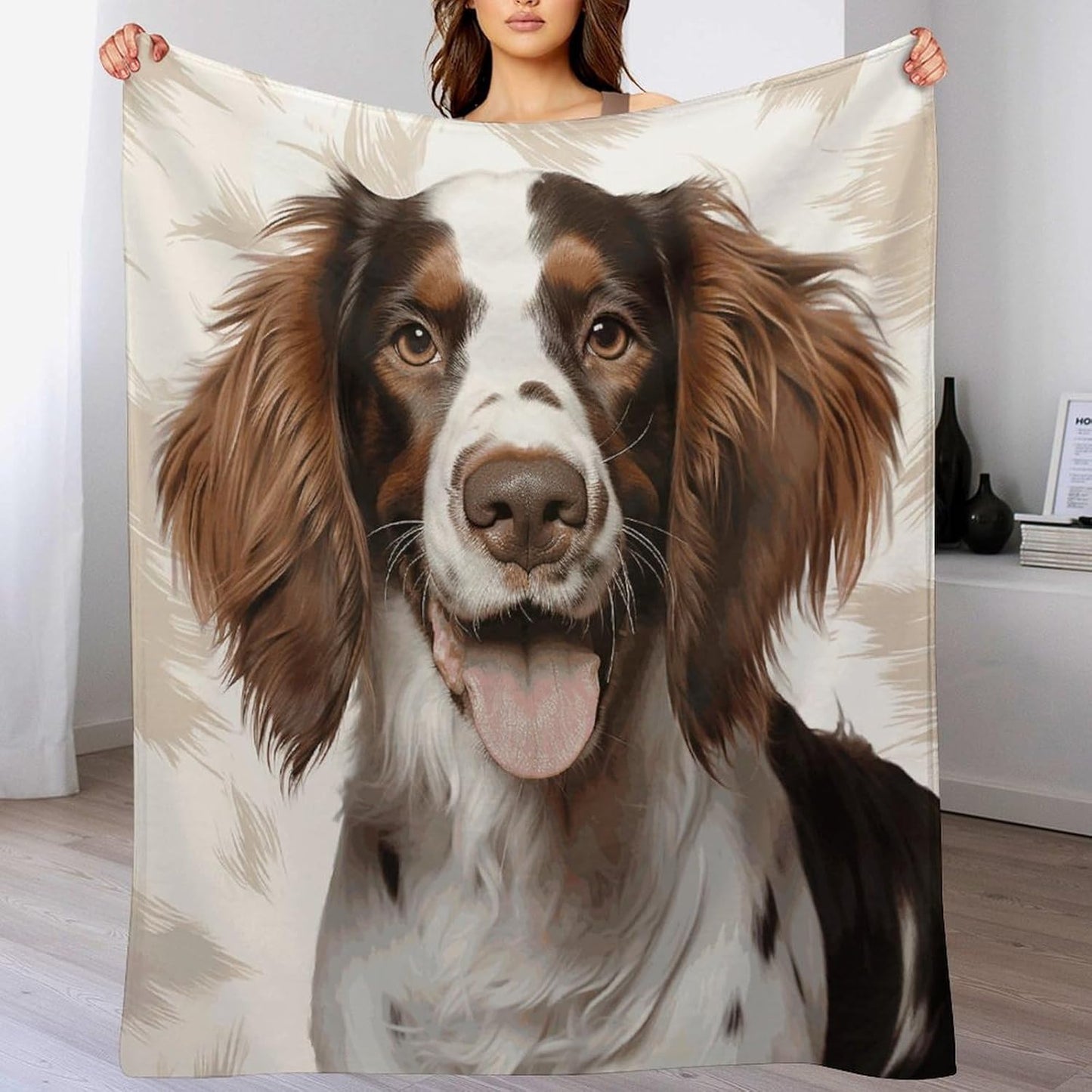 Cute Springer Spaniel Throw Blanket for Couch Super Soft Warm Lightweight Throw Blankets Cozy Flannel Bed Blanket Cute Decorative Blankets for All Seasons Home Decor Gift 60"*80"（150 * 200cm）