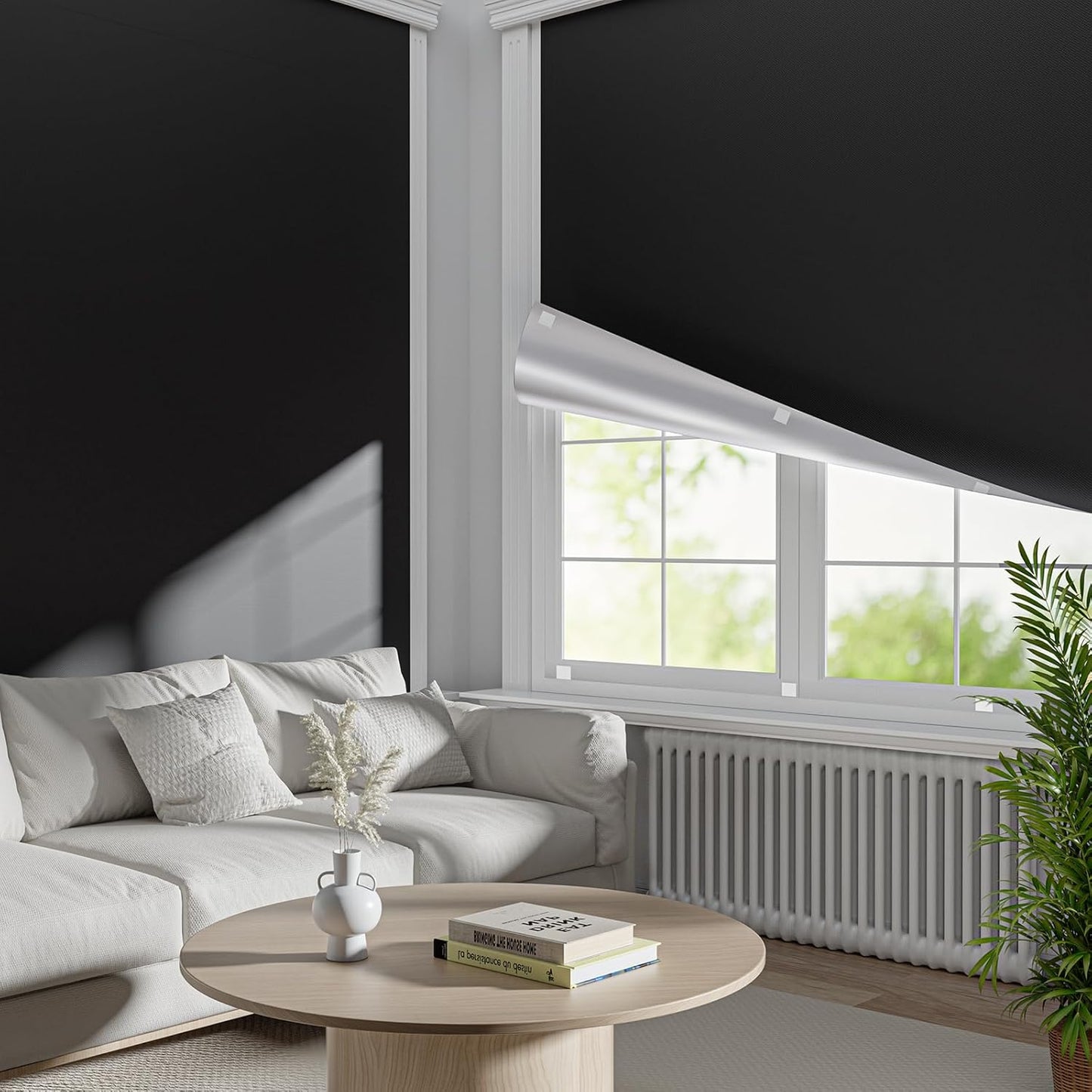 Portable Blackout Shades for Windows - 100% Blackout Window Cover for Travel, Baby Nursery, RV - No Drill, Waterproof, Lightweight Stick On Window Cover with Hook & Loop Tape (42" x 64")