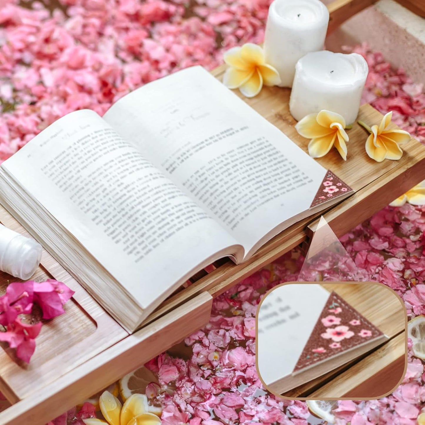 12 Leather Corner Bookmark Book Club Gifts for Women Accessories for Reading Books Lover Cute Book Reading Gifts Lovers Floral Print Triangle Bookmark(Flower)
