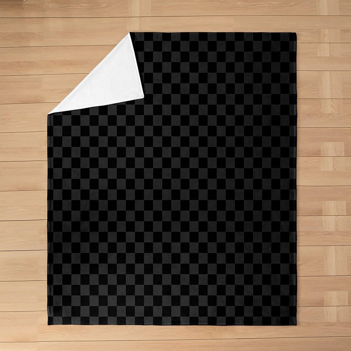 Black and Gray Checkered Throw Blanket,Geometric Plaids Grids Simple Fleece Blanket for Bedroom Decor,Abstract Checkerboard Buffalo Squares Super Soft Blankets All Seasons,Queen 90"x90"