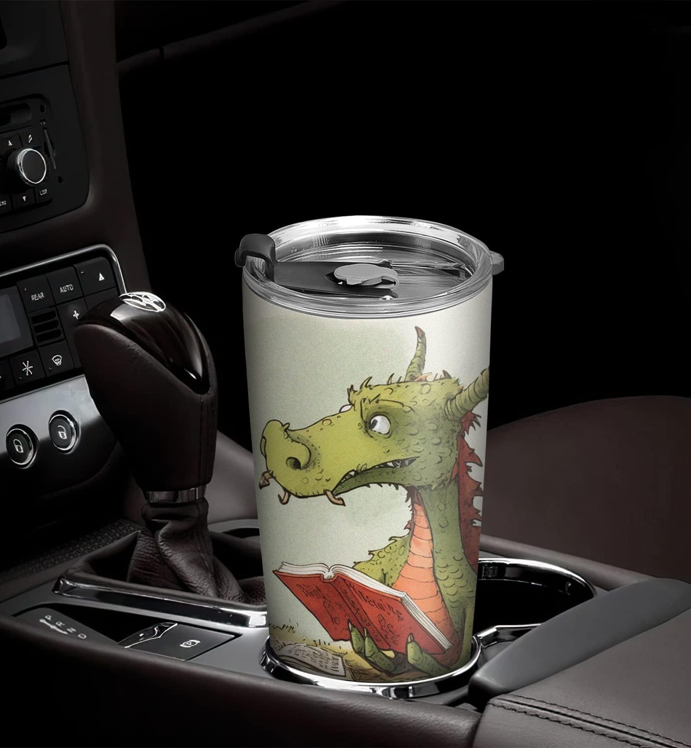 20oz Colorful Painting Book Dragon Tumbler, Librarian, Reading Gifts for Dragon Lovers, Coffee Tumbler for Women, Stainless Steel Double Wall Vacuum Insulated Coffee Mug, Travel Cup with Lid