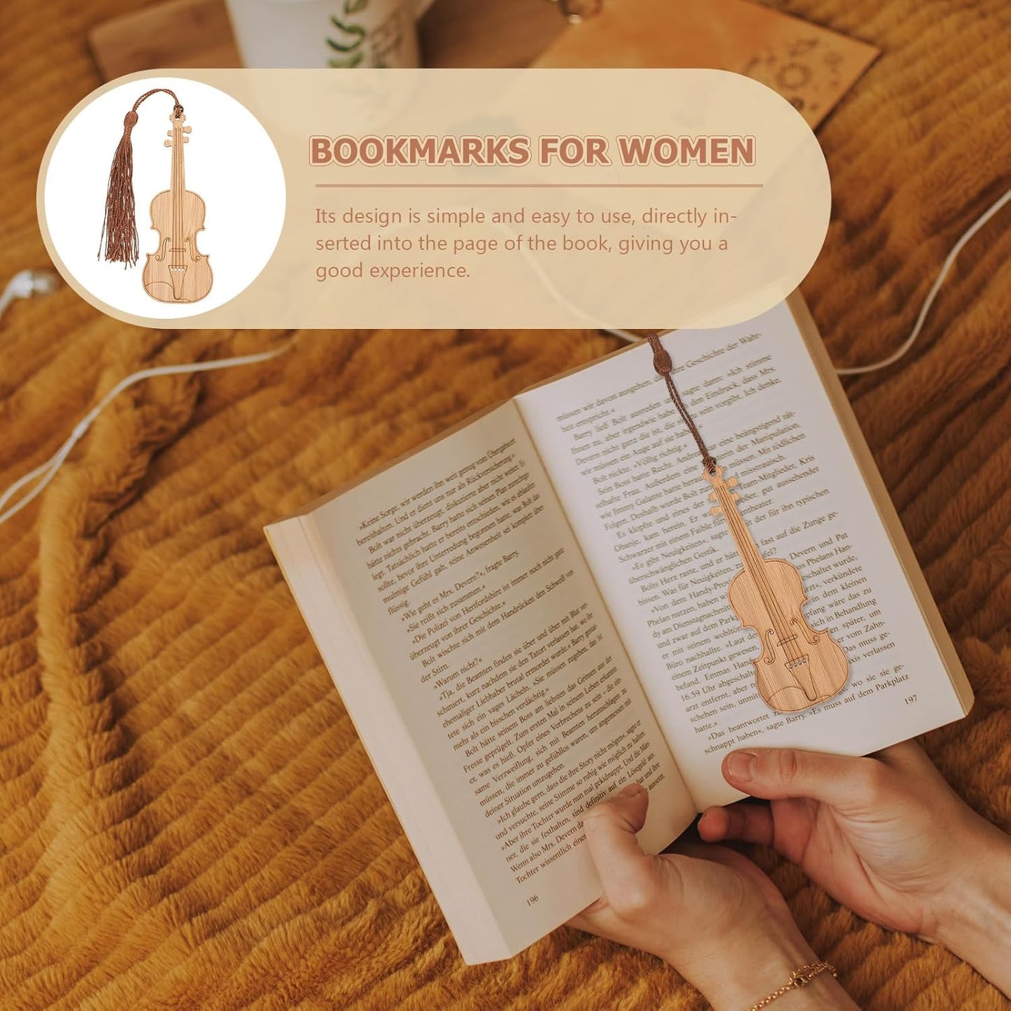 EXCEART Violin Shape Bookmarks with Tassel Set 16Pcs Decorative Book Page Markers for Reading Office Library Home Use Music Instrument Design
