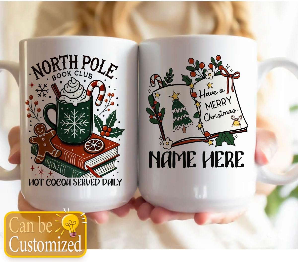 Bookclub Lover Ceramic Mug 11oz Cozy Personalized Reading Gift for Merry Christmas Bookish