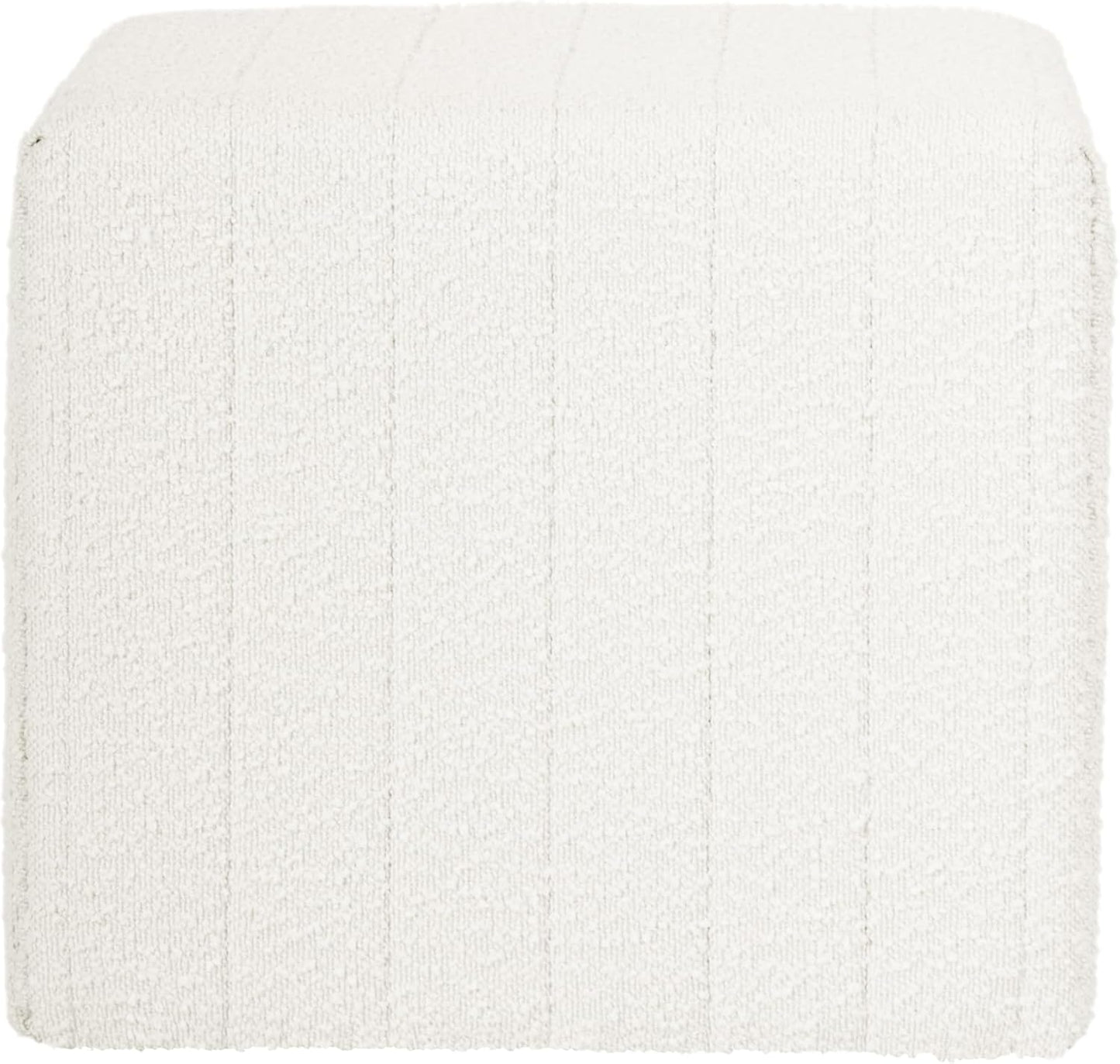 HomePop Modern Channel Tufted Ottoman|Homepop Home Décor|Ottoman for Living Room & Bedroom - Cream Boucle