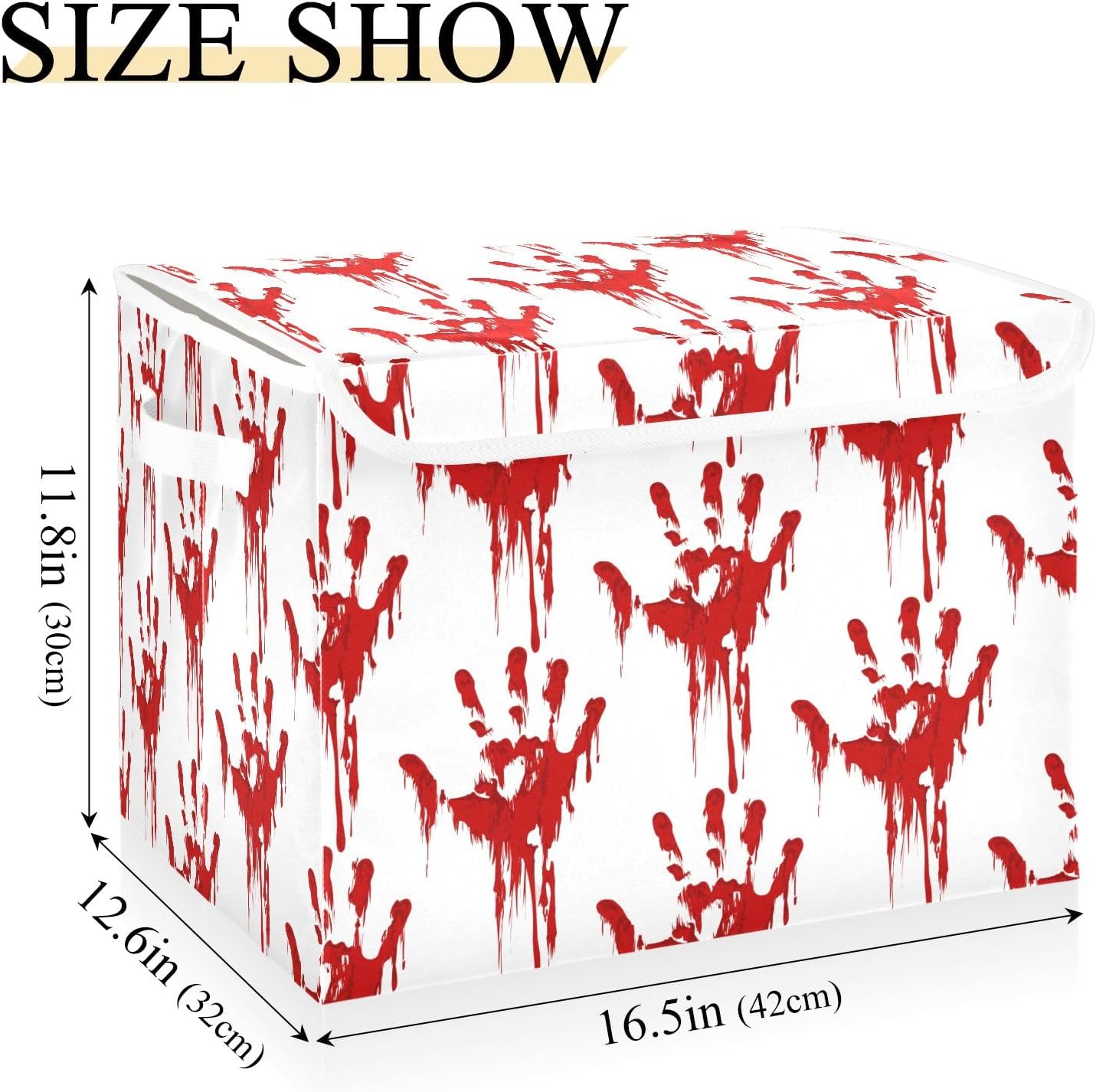 Bolaz Storage Bins with Lids and Handles, Bloody Scary Hands Storage Box Storage Basket with Cover Collapsible Organizer Containers for Home Closet, Shelves