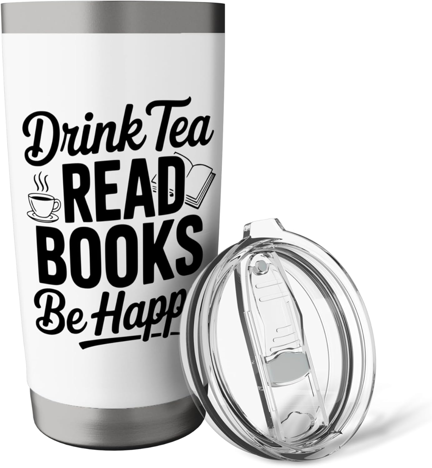 Drink Tea, Read Books, Be Happy Inspirational Quote Stainless Steel Insulated Tumbler