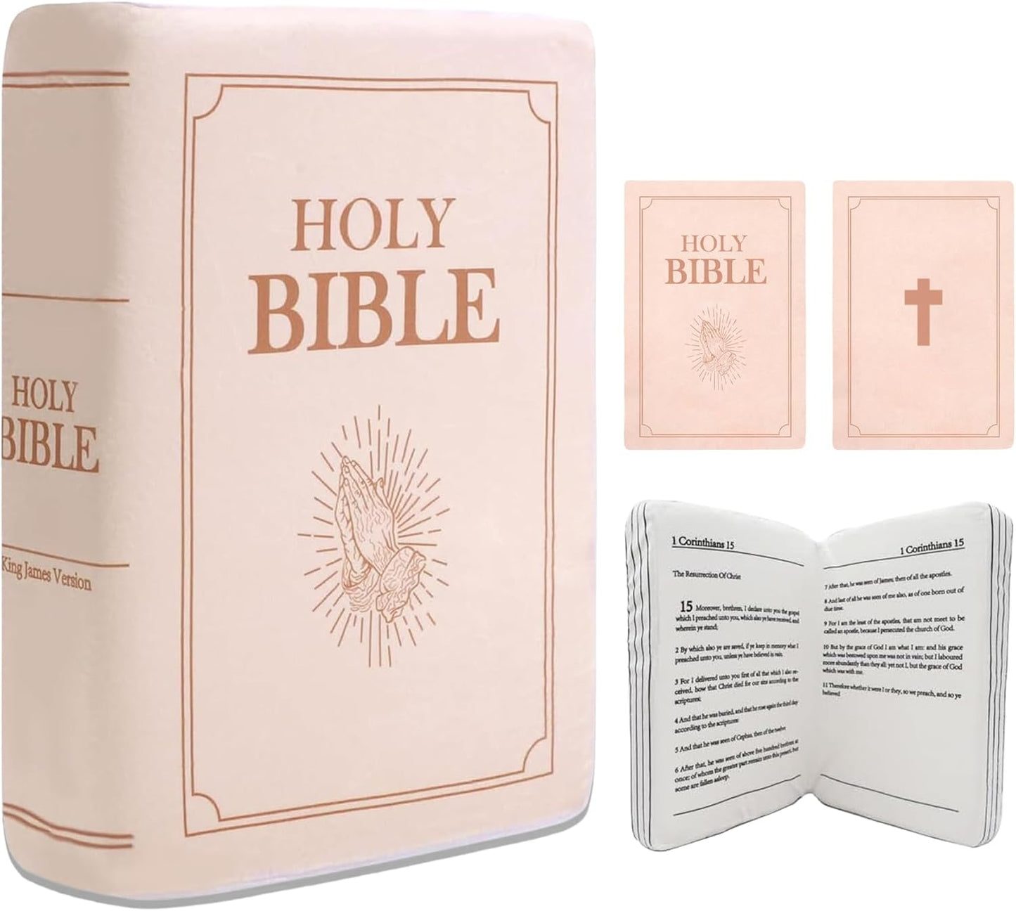 Bible Pillow，The Holy Bible Pillow Plush - Book Shape，That Opens Christian Holy Bible Stuff Religious Party Favors Gifts，for Kids Adults Christian Gifts (Off-White)
