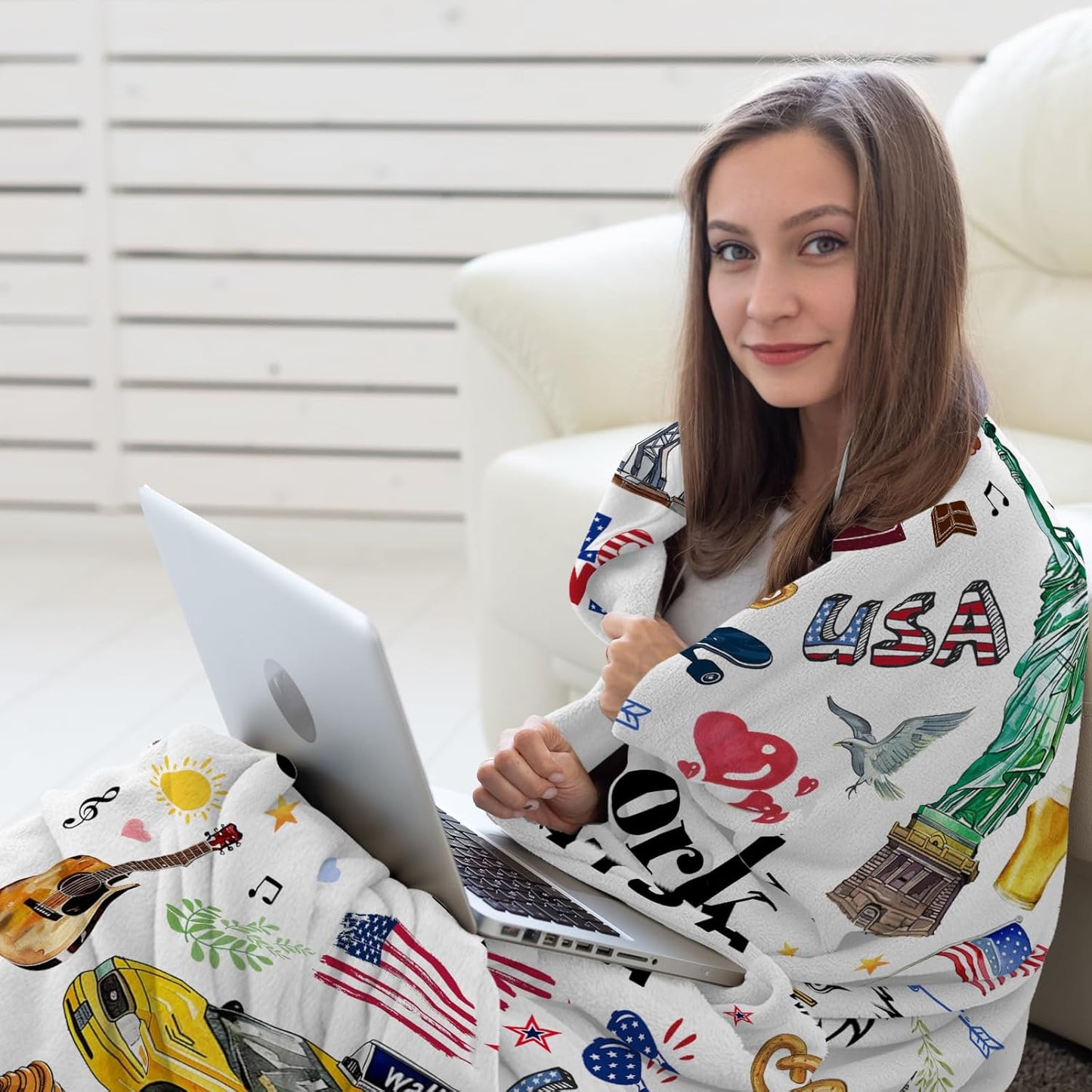 New York Travel Souvenirs Gift Throw Blanket, Welcome to New York City Themed Gifts for Traveller Women Friends, I Love NYC Travel Trip Favors Soft Blanket 50 * 60in
