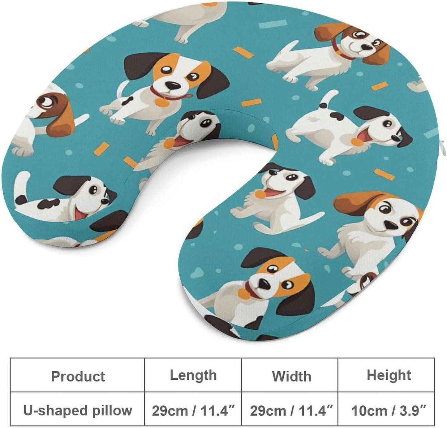 Cartoon Dog Neck Pillow Memory Foam U Shaped Pillows Portable Pillows for Shoulder Travel Head Support Pillow with Concealed Zipper for Airplane Car Home Office