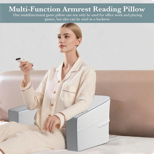 Reading Pillow for Gaming Lap Desk Pillow Large Laptop Pillows for Adults with Arm Rest and Side Pocket, Gaming Pillow for Bed/Floor/Couch/Rest/Playing/Working(Grey)