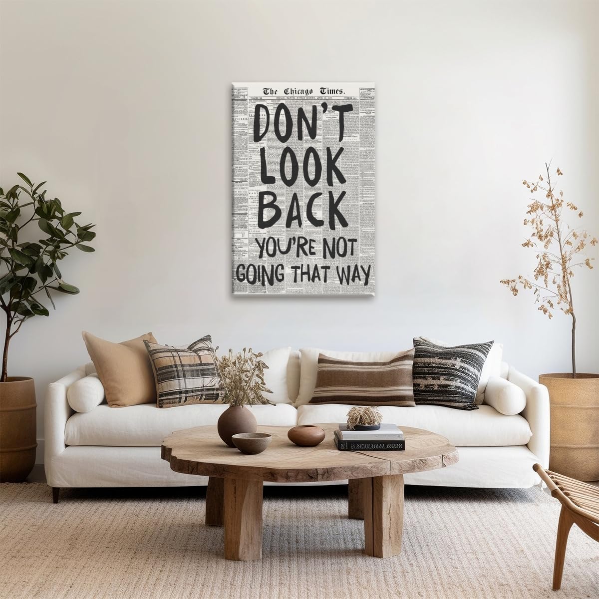 Black and White Retro 70s Newspaper Poster Don't Look Back Positive Wall Art Print Posters Preppy Aesthetic Dorm For Room Wall Decor 12x16inch Unframed