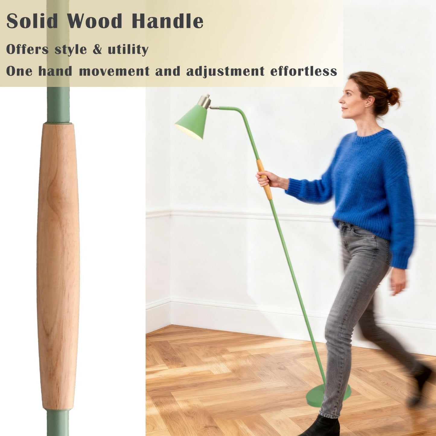 Adjustable Reading Floor Lamp,360°Rotatable Shade,3CCT LED Bulb Include,Green