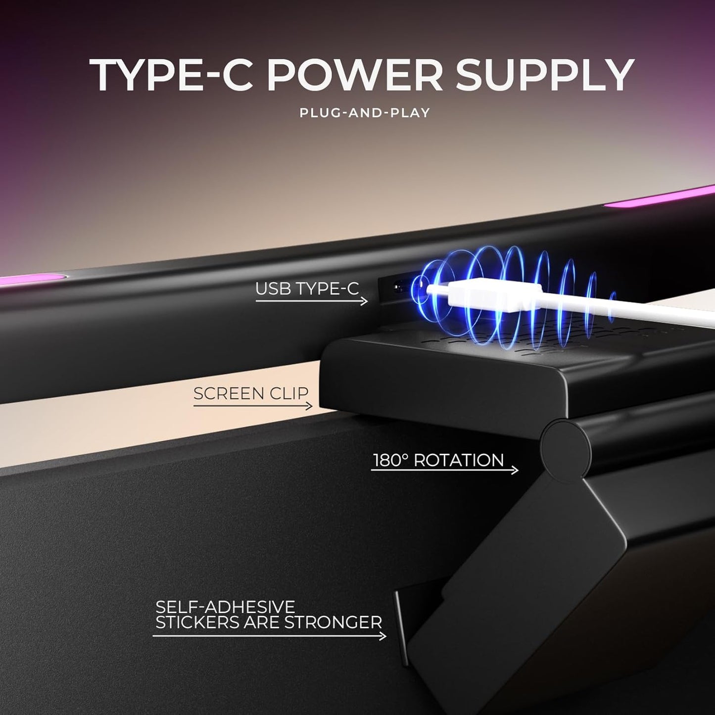 Monitor Light Bar Curved, RGB Backlight, Computer Screen Lamp for Eye Care, Dual Light Mode with Touch Control Timed, Gaming Accessory, Radius of Curvature 1500 mm