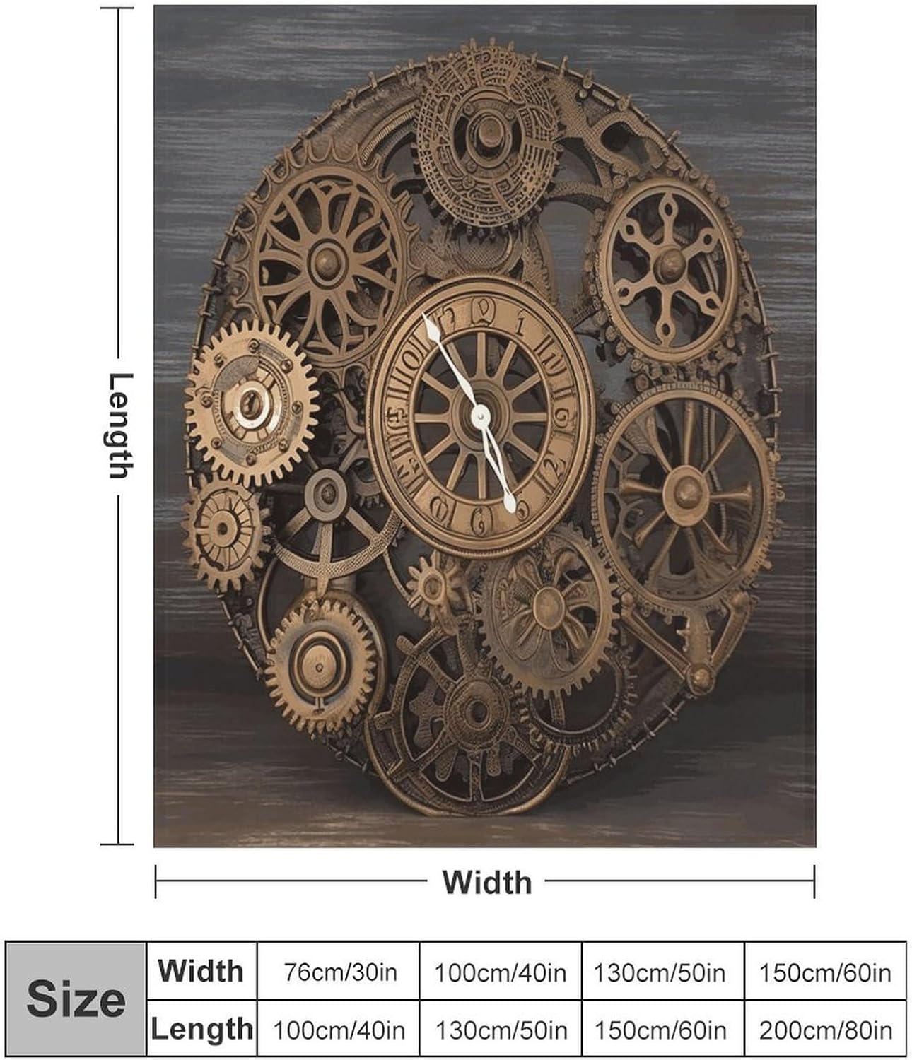 Steampunk Gears Clock Blanket Super Soft Lightweight Throw Blanket Cute Cozy Warm Bed Blanket Decorative Fuzzy Blanket All-Season Home Decor Gift for Sofa Couch Living Room 50"*60"（130 * 150cm）