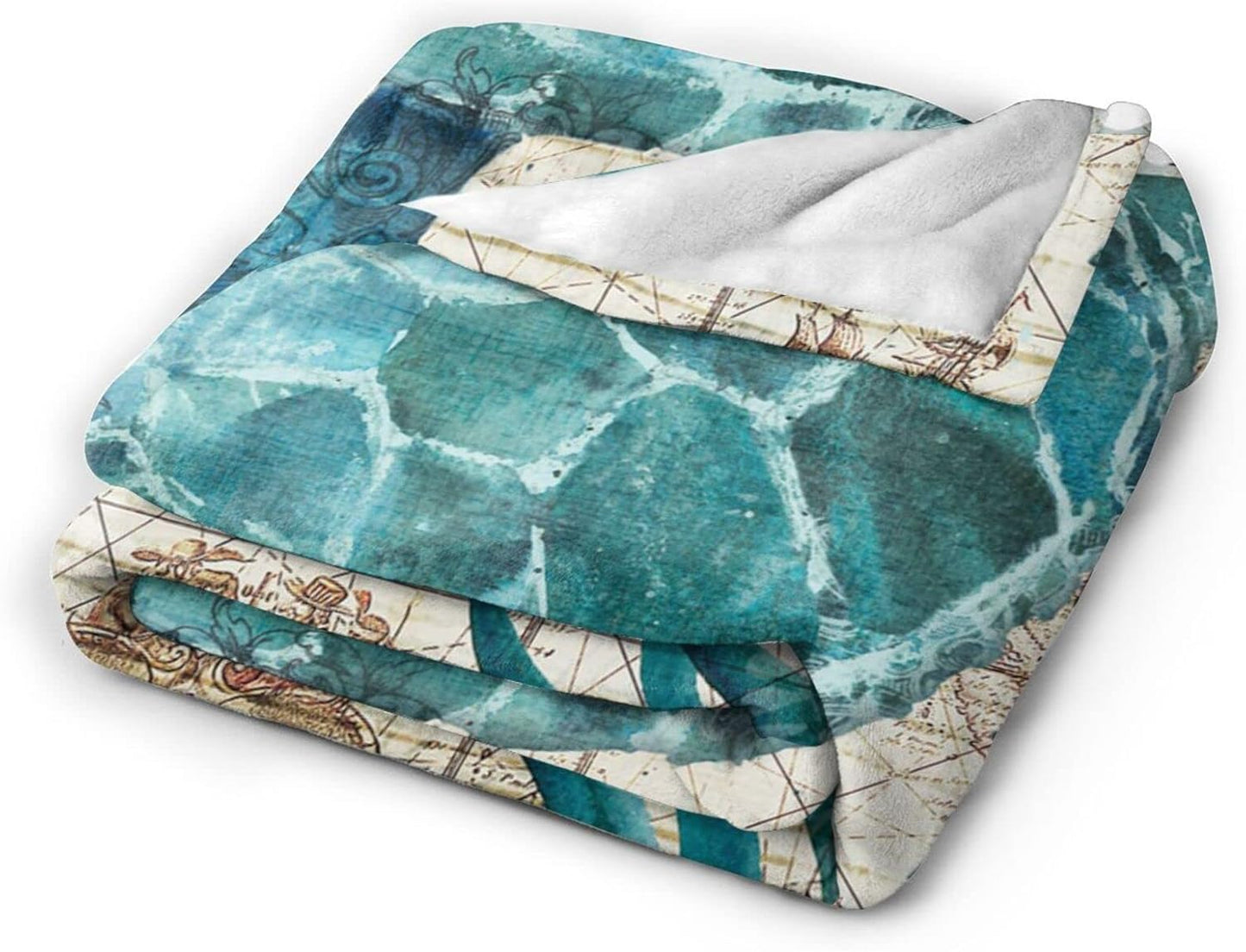 Sea Turtle Ocean Animal Landscape Fleece Throw Blanket Ultra Soft Cozy Decorative Flannel Blanket All Season for Home Bed Couch Chair Travel 50x40in