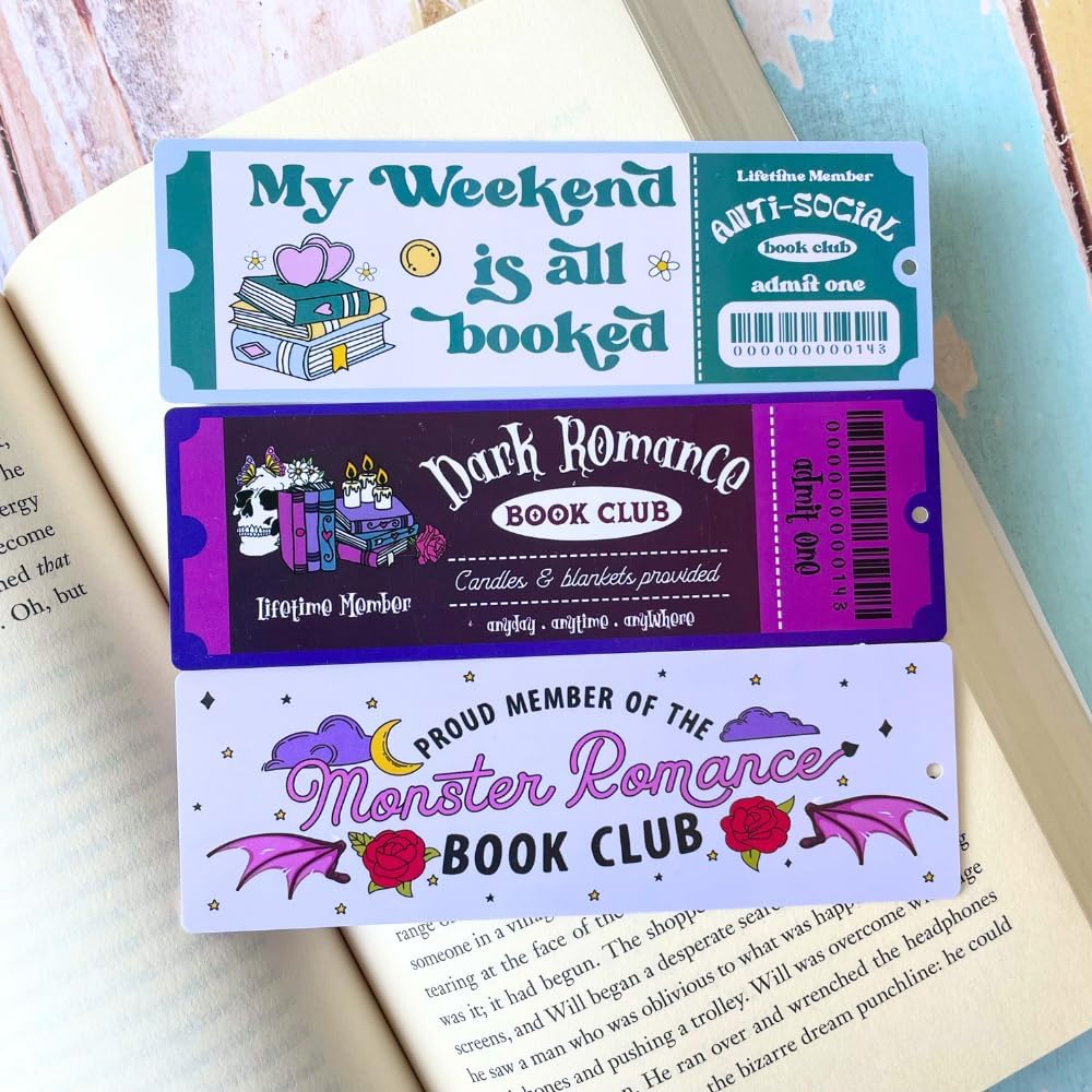 16PC Cute Bookmarks Set Funny Bookmark Sets for Women Bookish Page Markers Book Clubs Lovers Dark Romance Anti Social Fantasy Thriller True Crime Booktok Club Readers Accessories Supplies Gifts Bulk
