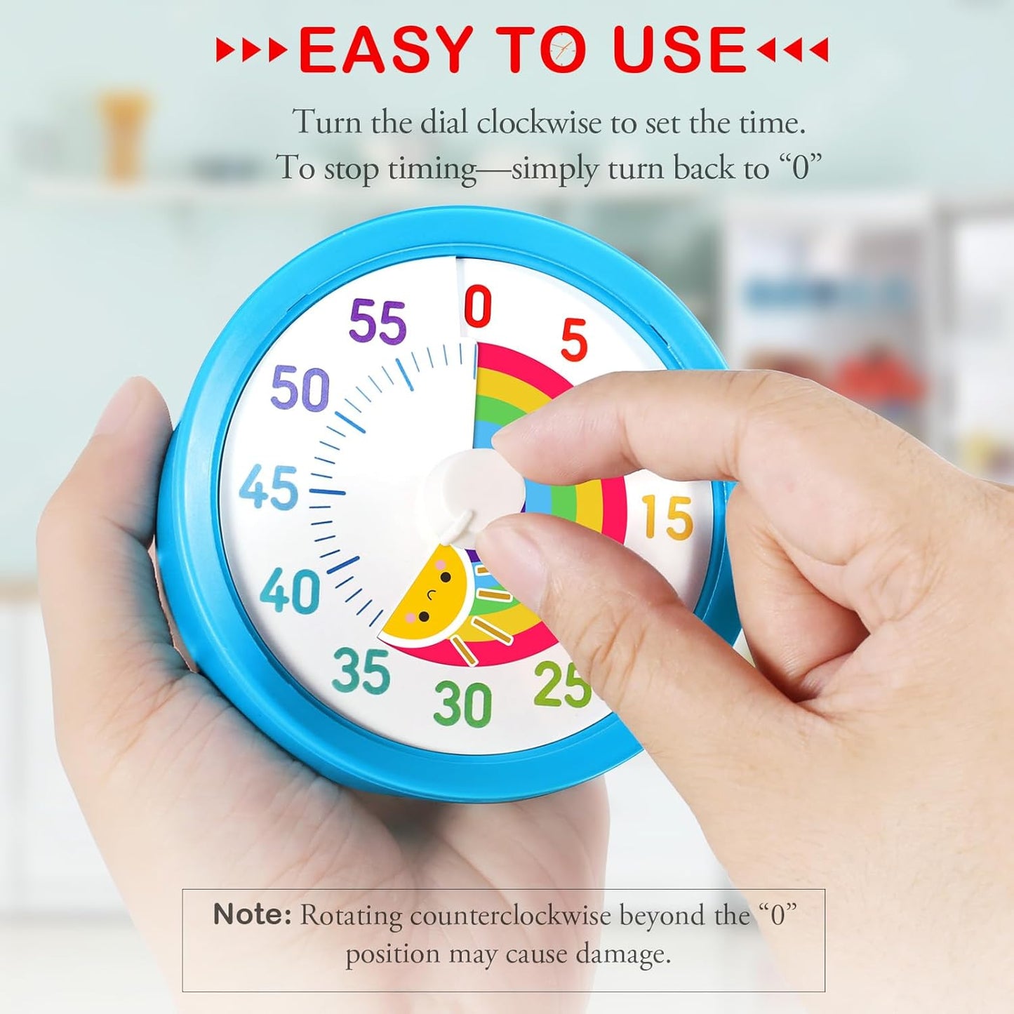 Secura 60-Minute Visual Timer, Rainbow Classroom Timers for Kids, Time Clocks, Countdown Time Tracker Management Tool with Pause Function (Blue & Sun)
