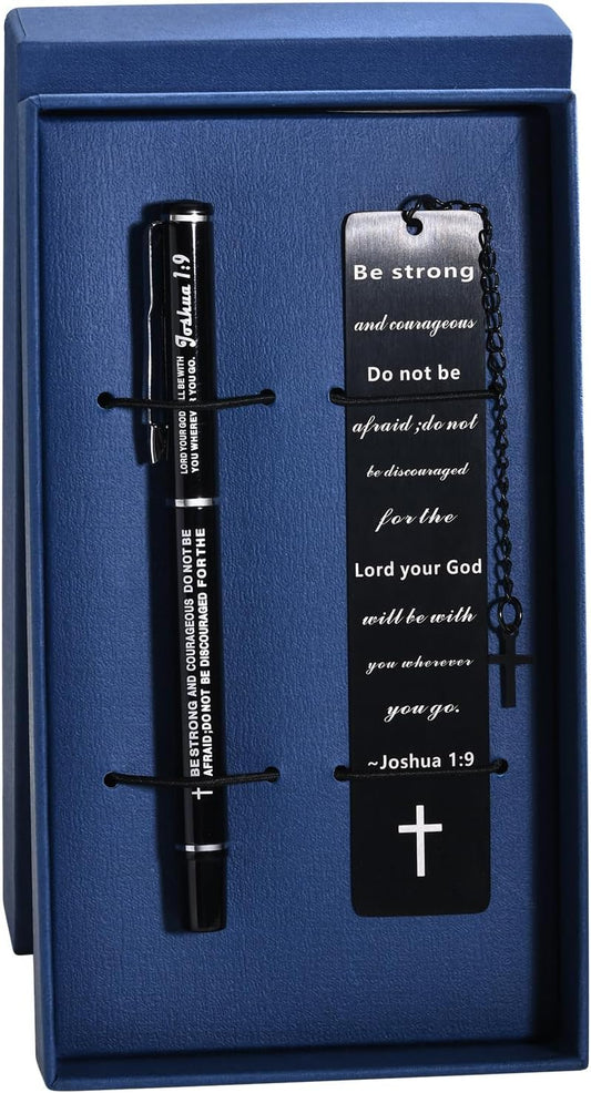 Bookmarks Christian Religious Gifts for Men Women Metal Bible Bookmark with Pens Ballpoint Cross Bible Christian Bookmarks for Women Men Book Lovers Graduation