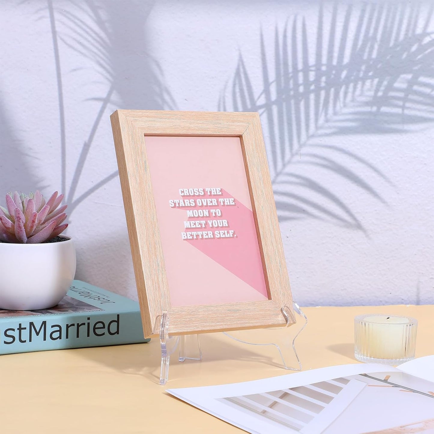 2 Pcs Acrylic Plate Stands, 6.3" Clear Decorative Plate Holder, Folding Easel For Card, Frame, Picture, Magazine, Book, CD, Tables Decoration
