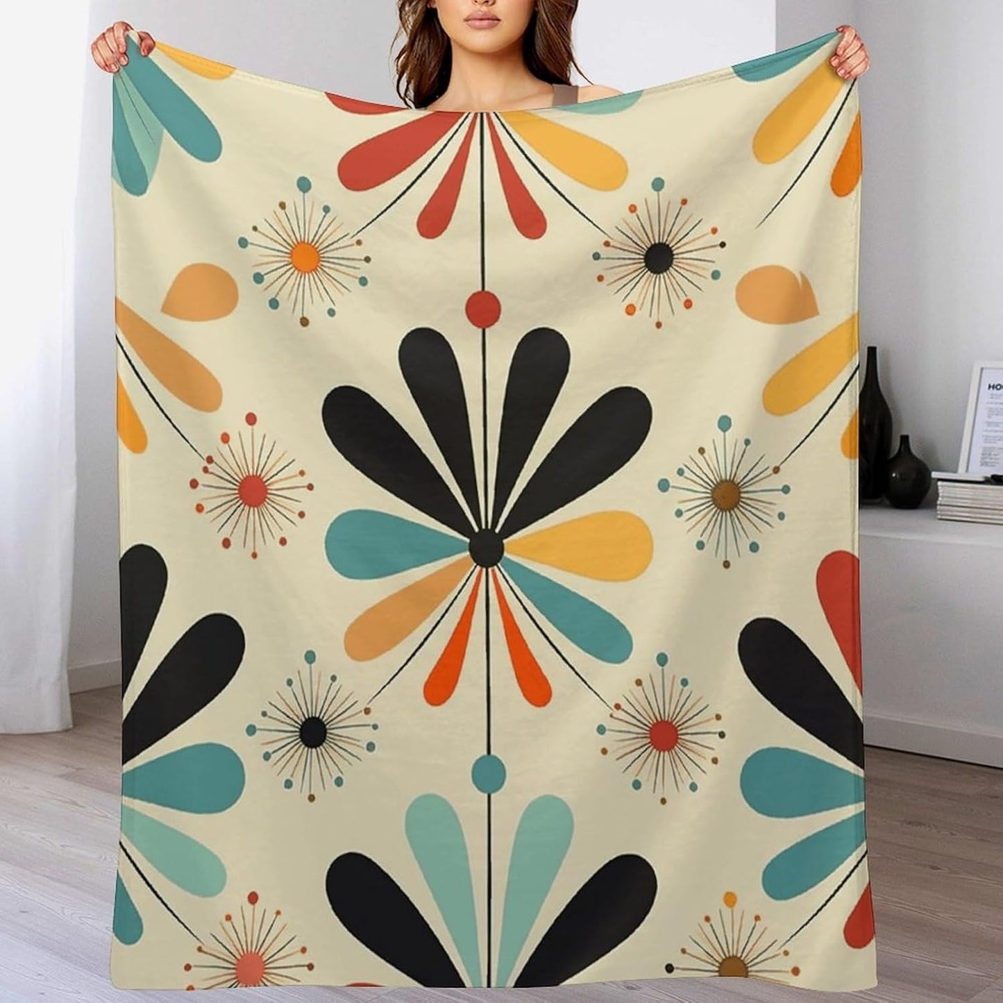 Retro Modern Blanket Super Soft Lightweight Throw Blanket Cute Cozy Warm Bed Blanket Decorative Fuzzy Blanket All-Season Home Decor Gift for Sofa Couch Living Room 40"*50" （100 * 130cm）