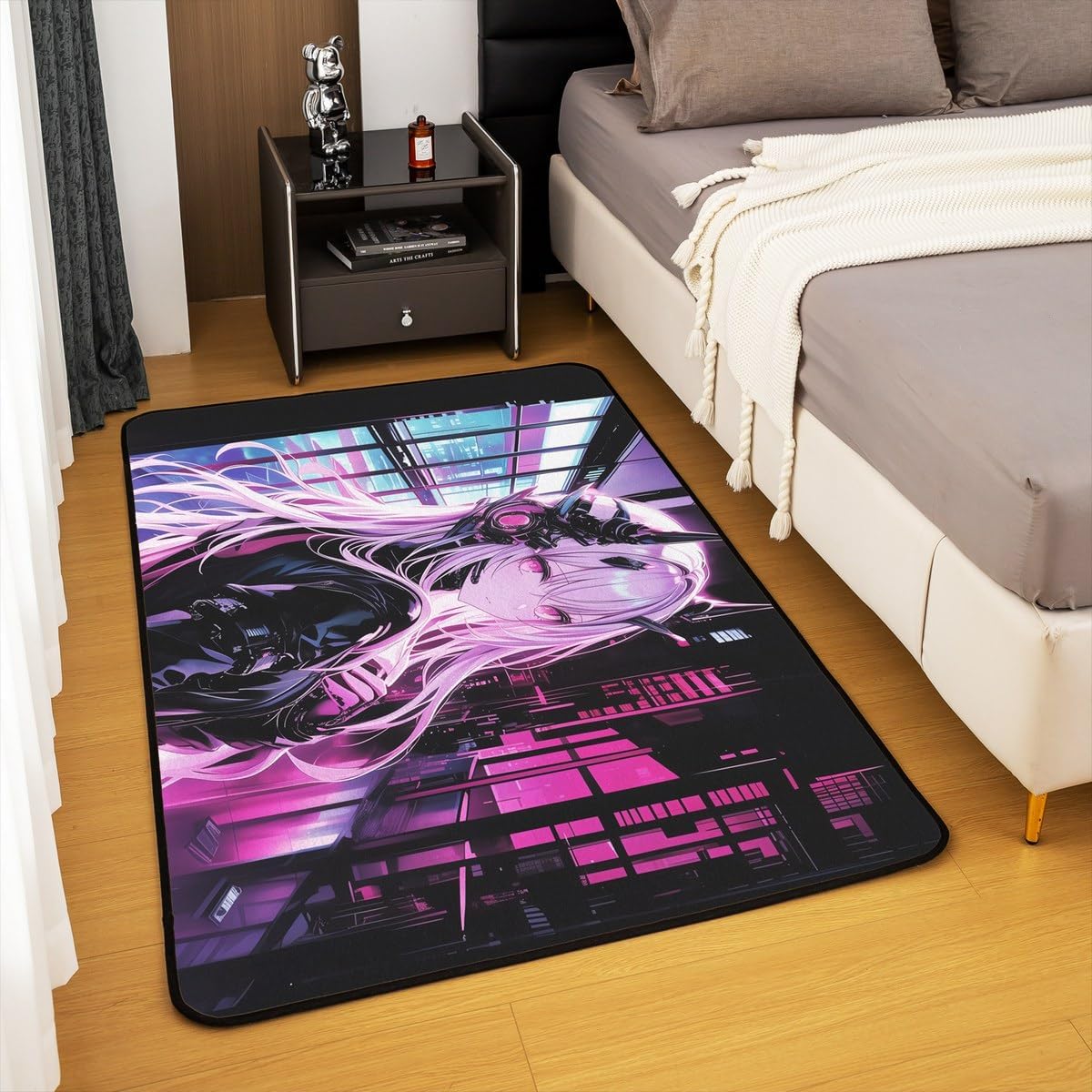 Erosebridal Japanese Anime Area Rug 6'6" x 4'11",Anime Girl Carpet Kawaii Japanese Style Indoor Floor Mat Cartoon Japan Animation Decorative Washable Rug for Boys Teens Adult Women