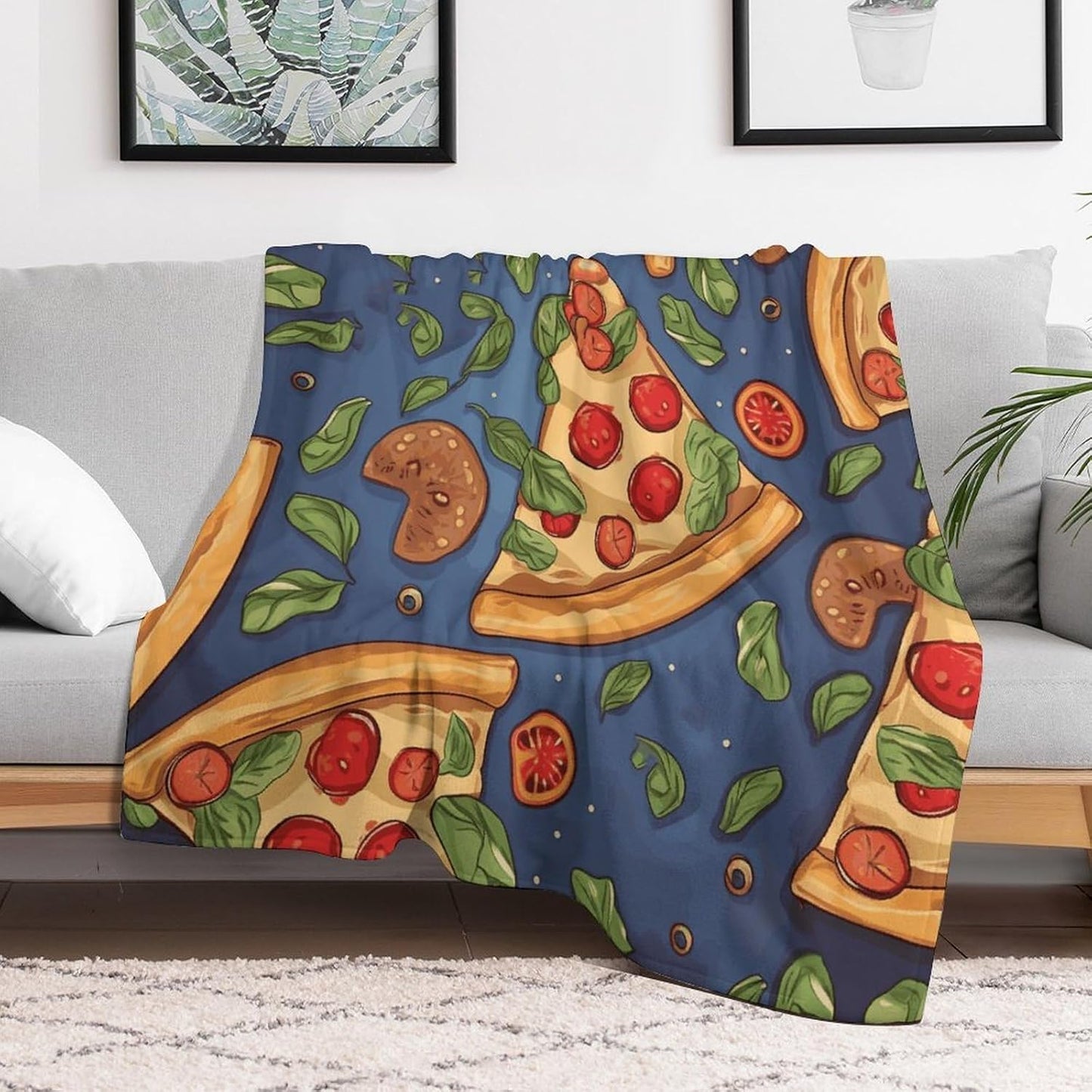 Pizza Blanket Super Soft Lightweight Throw Blanket Cute Cozy Warm Bed Blanket Decorative Fuzzy Blanket All-Season Home Decor Gift for Sofa Couch Living Room 50"*60"（130 * 150cm）