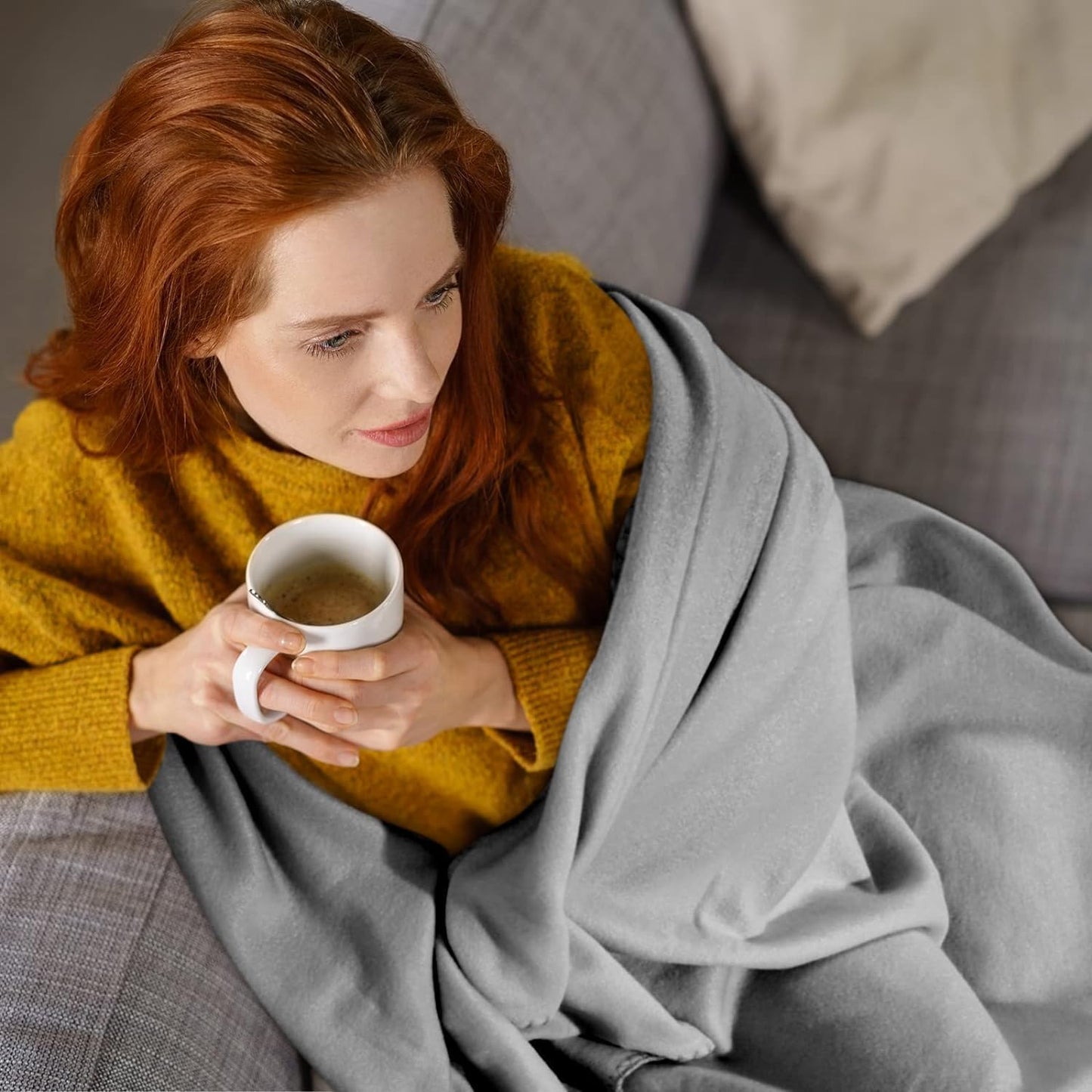 50x60 Throw Blankets, Ultra Soft Hypoallergenic Fleece Fall Throw Blanket for Livingroom, Couch, Chair, Bed, Grey Heather