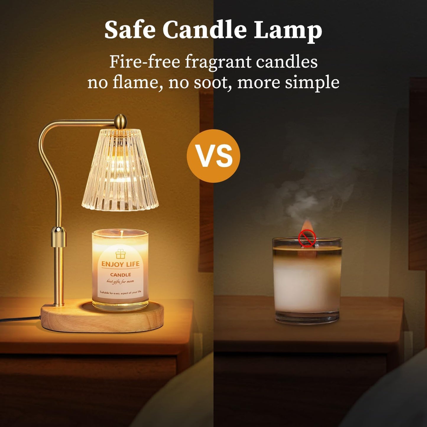Candle Warmer Lamp with Timer Dimmer Adjustable Height for New Home Bedroom, Vintage Home Decor for Scented Jar
