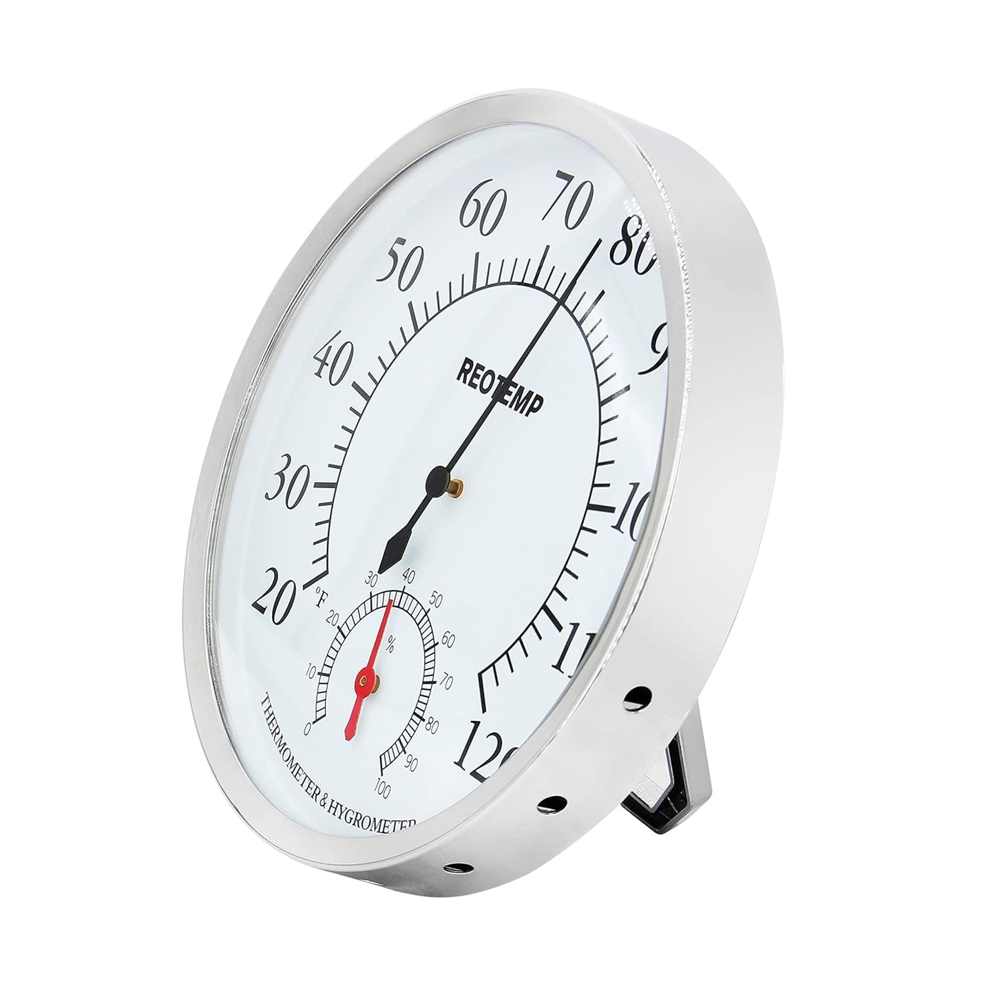 REOTEMP DTH5 Analog Desktop Thermometer Hygrometer, 5" Dial, 20/120F, Relative Humidity Gauge