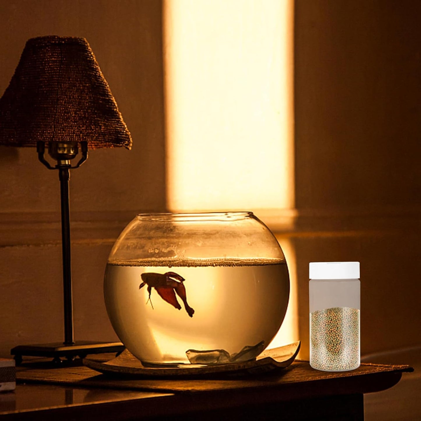 Mipcase Fish Food Containers 2pcs Dispenser Container Small Animals Feeding Bottles White Terrarium Plastic Round Fish Tank Aquarium Feeding Bottles