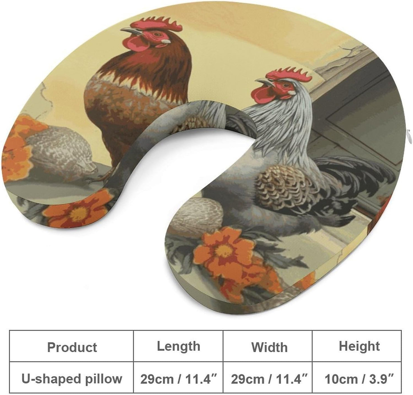 Italian Chickens Neck Pillow Memory Foam U Shaped Pillows Portable Pillows for Shoulder Travel Head Support Pillow with Concealed Zipper for Airplane Car Home Office