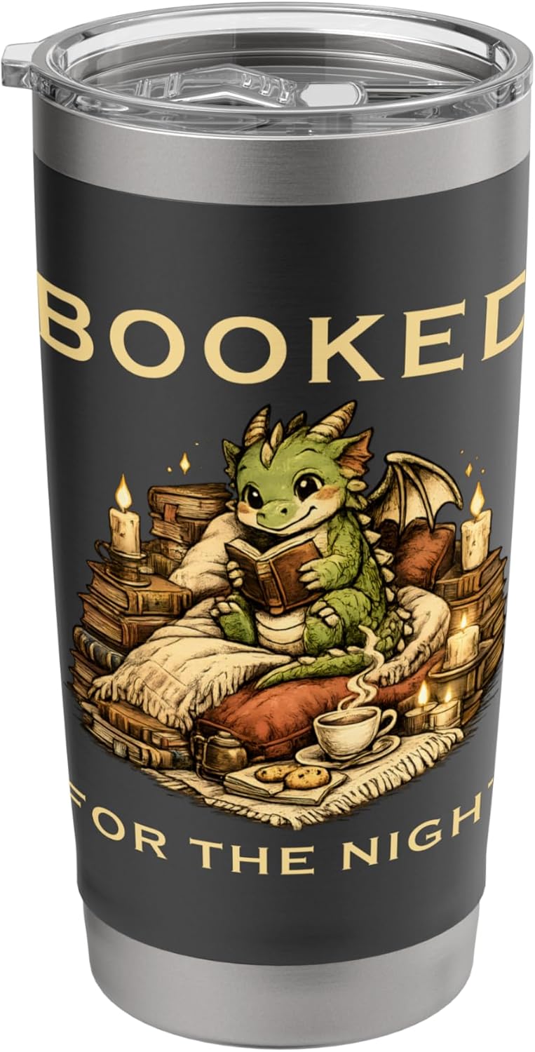 Booked For The Night Dragon Book Reader Stainless Steel Insulated Tumbler