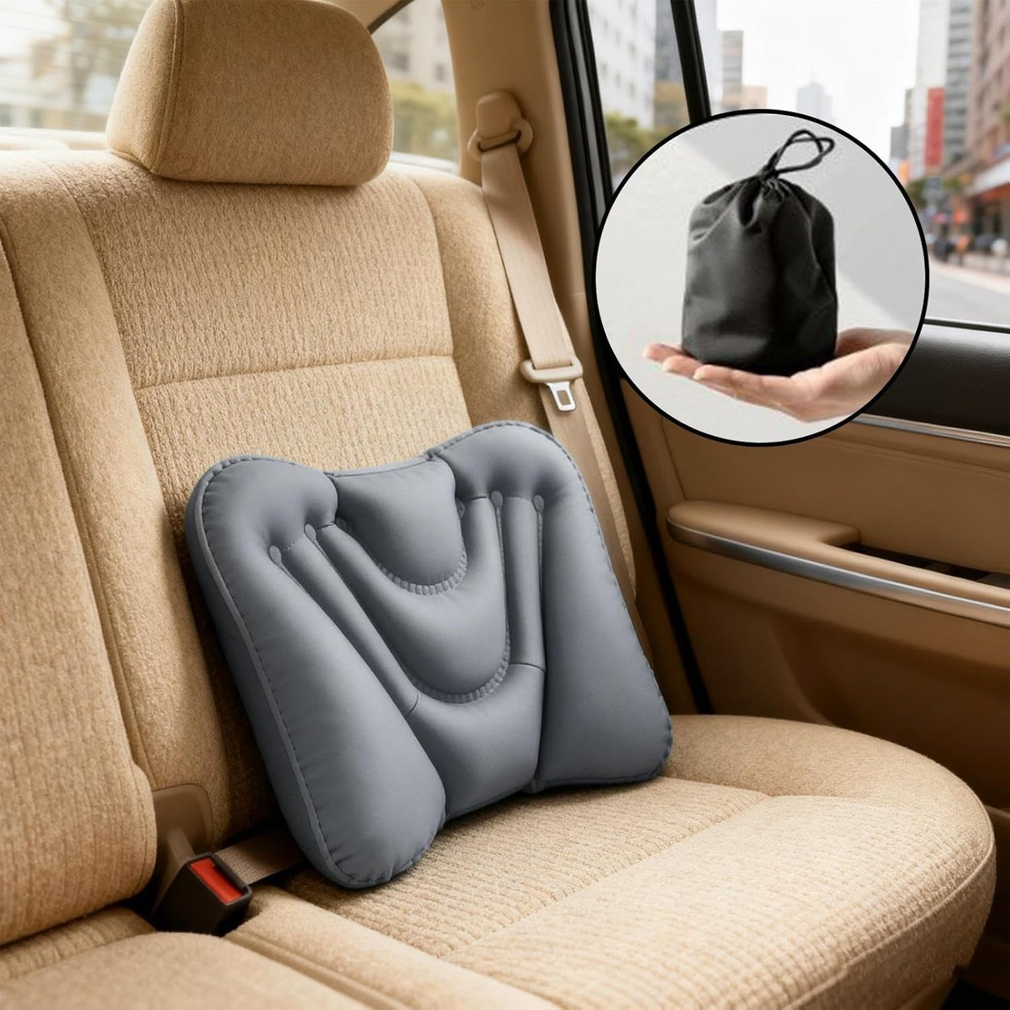 Lumbar Support Pillow - Foldable Inflatable Cushion | Lumbar Cushion Chair Back Support - for Travel Airplane Outdoor Home Office Chair Seat Bed Car Driving Sitting Reading