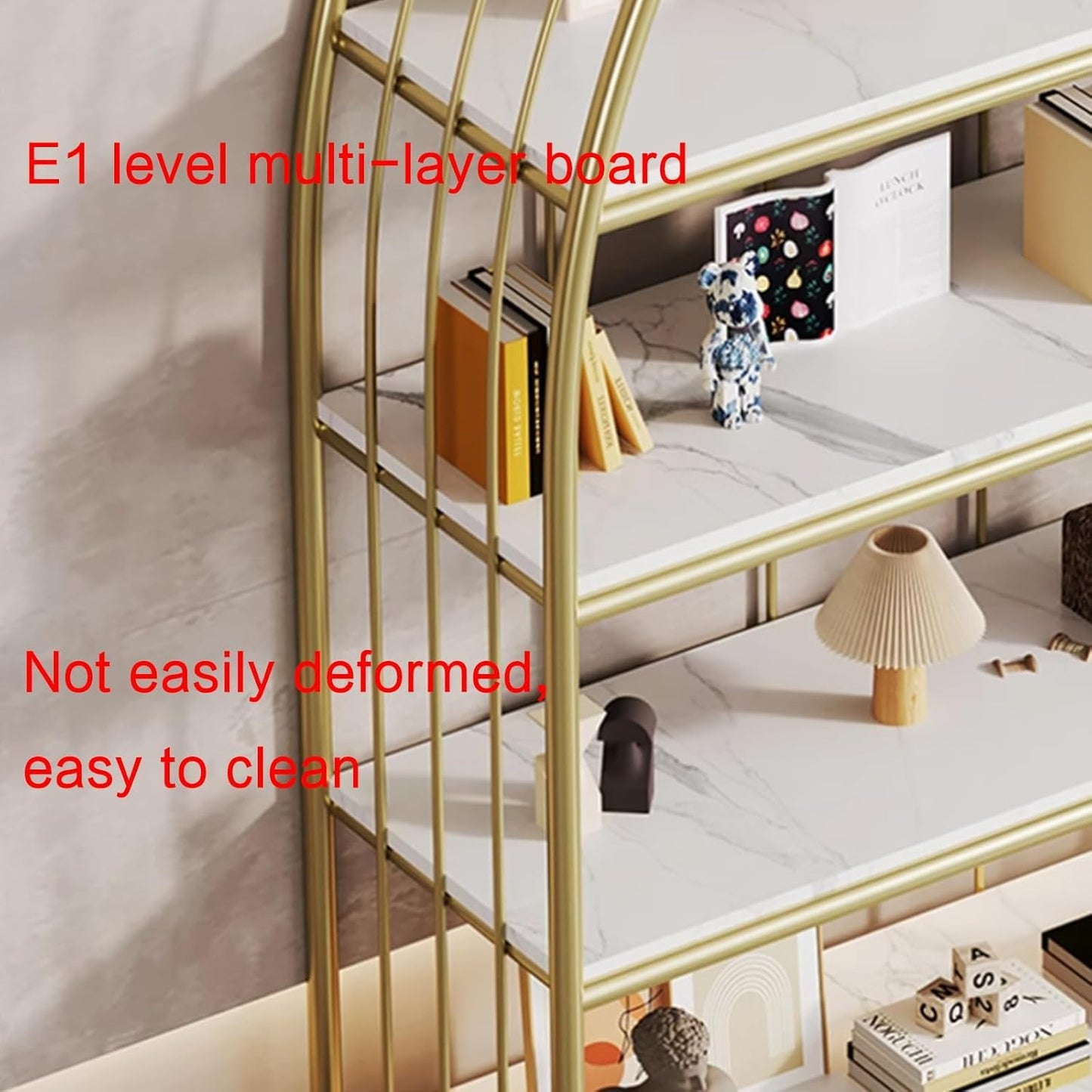 Book shelf,display cabinet,modern bookshelf,metal bookshelf,unique bookshelf,book shelves,bookshelf with storage,Suitable for study, living room corner, bedroom, living room, balcony, office(Gold,60x3