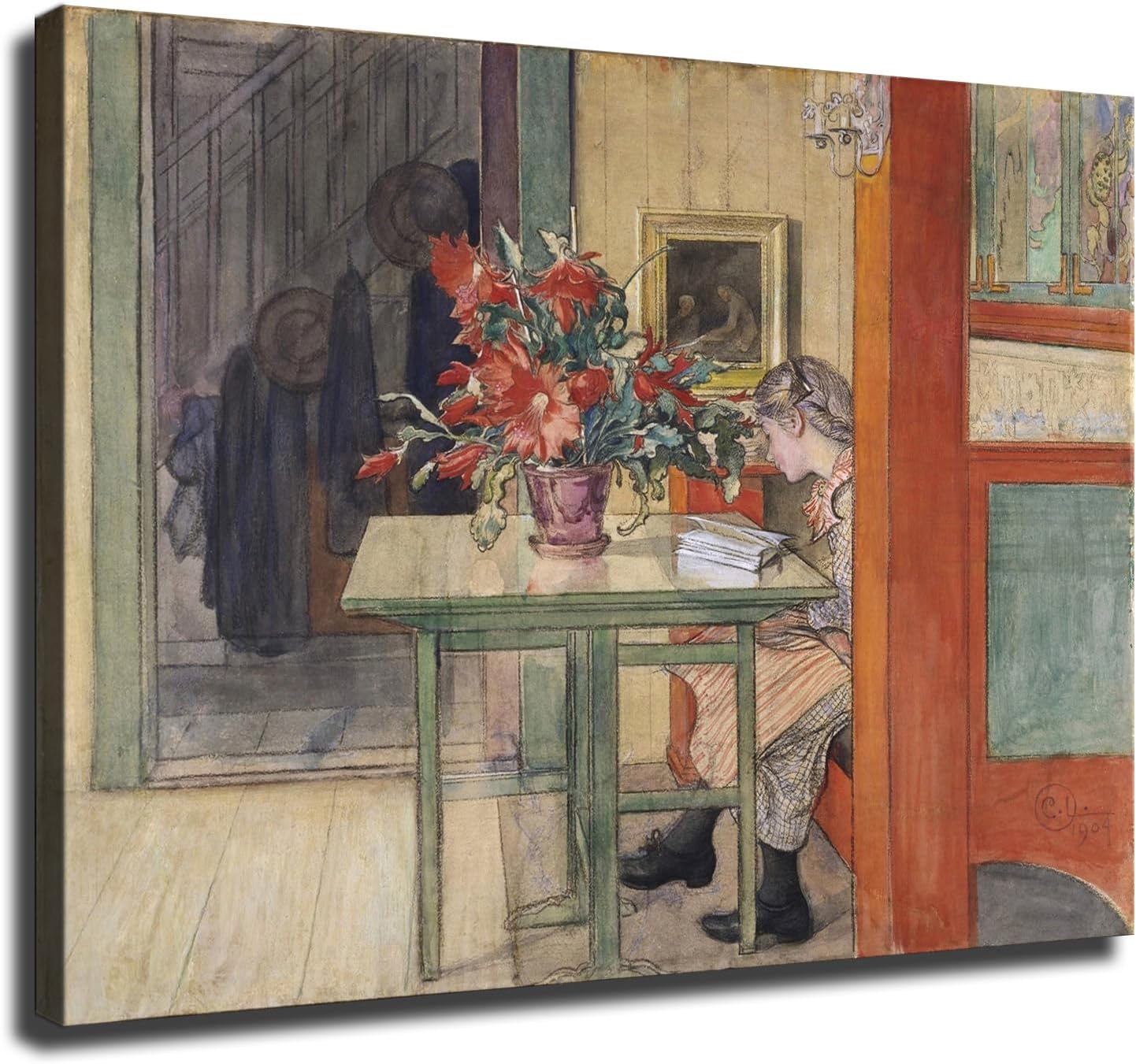 Carl Larsson Artwork- Lisbeth reading Canvas HD printing poster creative room aesthetics be the perfect wall art decoration for home office gym bar (16x20inch-Farmed)
