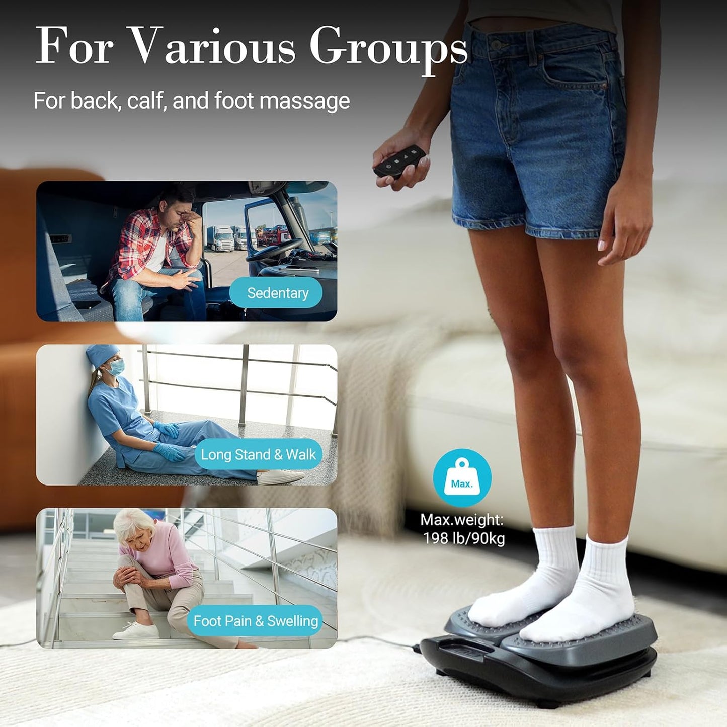 Foot Massager for Neuropathy FSA Eligible HSA, Adjustable Vibration Foot Massager with Heat & Remote Control, Electric Feet Massager for Legs Circulation, Plantar Fasciitis Pain, Stress Relief