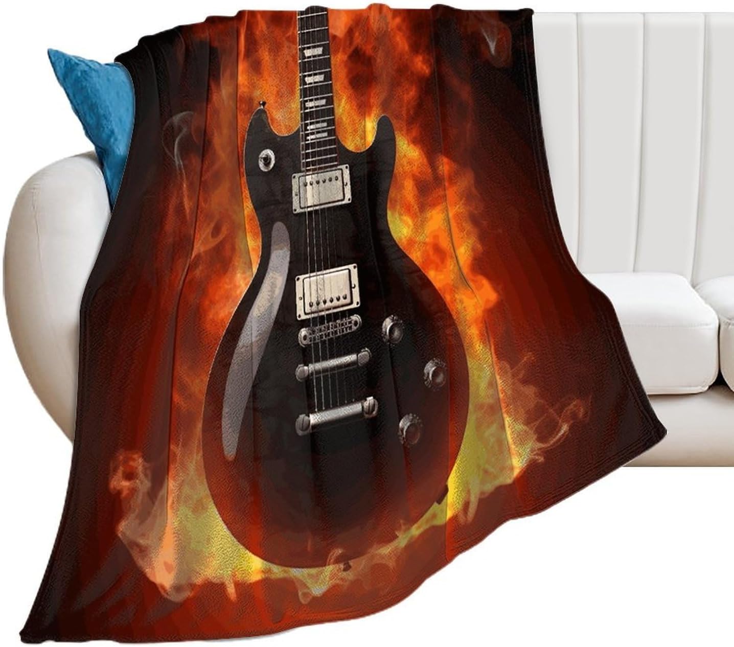 Rock Guitar Blanket Super Soft Lightweight Throw Blanket Cute Cozy Warm Bed Blanket Decorative Fuzzy Blanket All-Season Home Decor Gift for Sofa Couch Living Room 50"*60"（130 * 150cm）