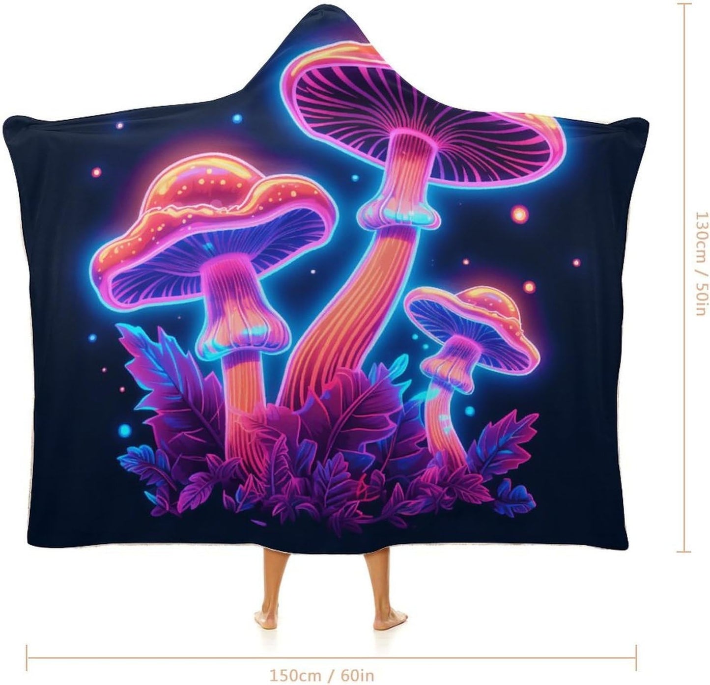 Wearable Blanket Hoodie Mushroom, Multi-size Hooded Blanket, Gift for Mom Women Wife Girlfriend Men Adults Teens, Warm Cozy Wearable Blanket with Hood-C1-M