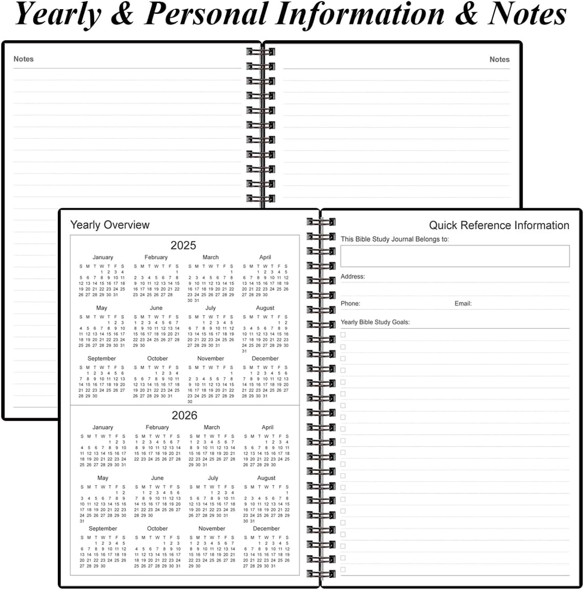Bible Study Journal/Notebook – Church Notes Notebook – Note Taking & Journaling Kit, 5.8" x 8.5", Black