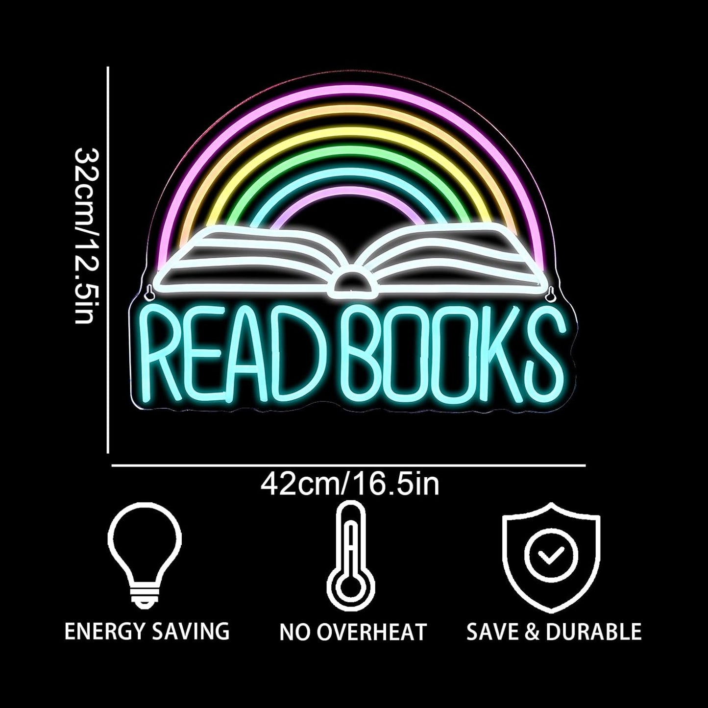 Read Books Neon Sign Book Neon Light Colorful Rainbow Neon Light sign Read More Books Neon Signs Library Classroom Reading Room Bookstore Bookish Decoration Kids Gifts