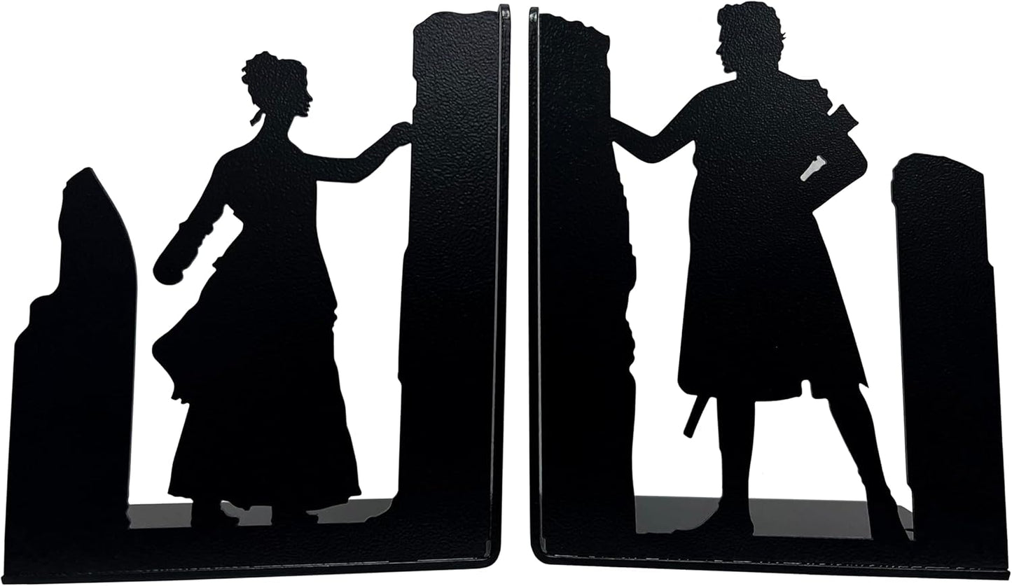 Decorative Couple Bookends, Metal, Unique, Non Skid - 7 Inch Tall for Home/Office Decor